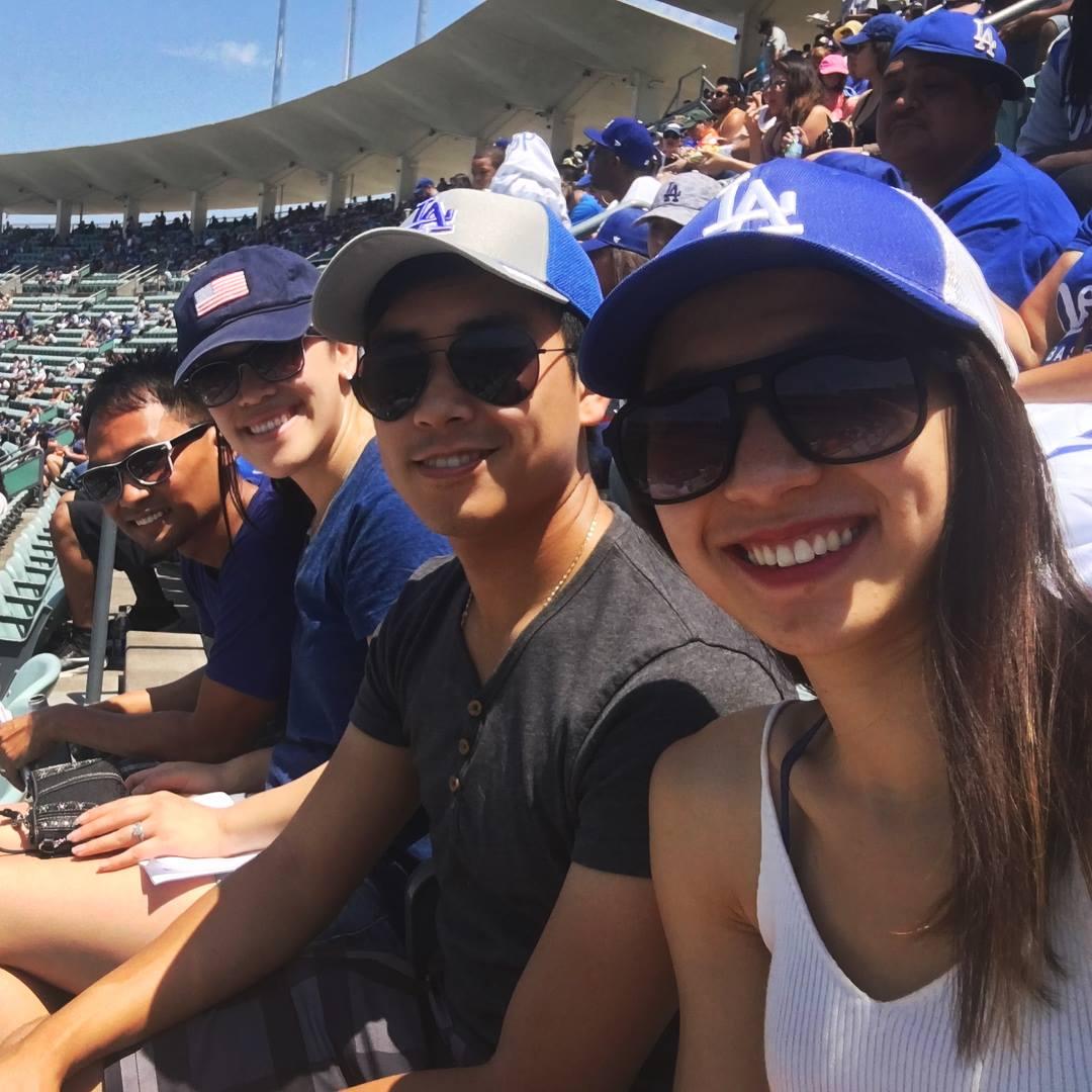 Our first baseball game together. Go Dodgers!