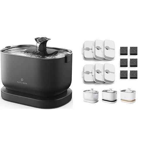 Bundle of PETLIBRO Cat Water Fountain, Cordless Pet Water Fountain Battery Operated+6 Packs Replacement Filters for Dockstream Cat Water Fountain WF005 WF115 WF105, 3 Months Set of Replacement Filters