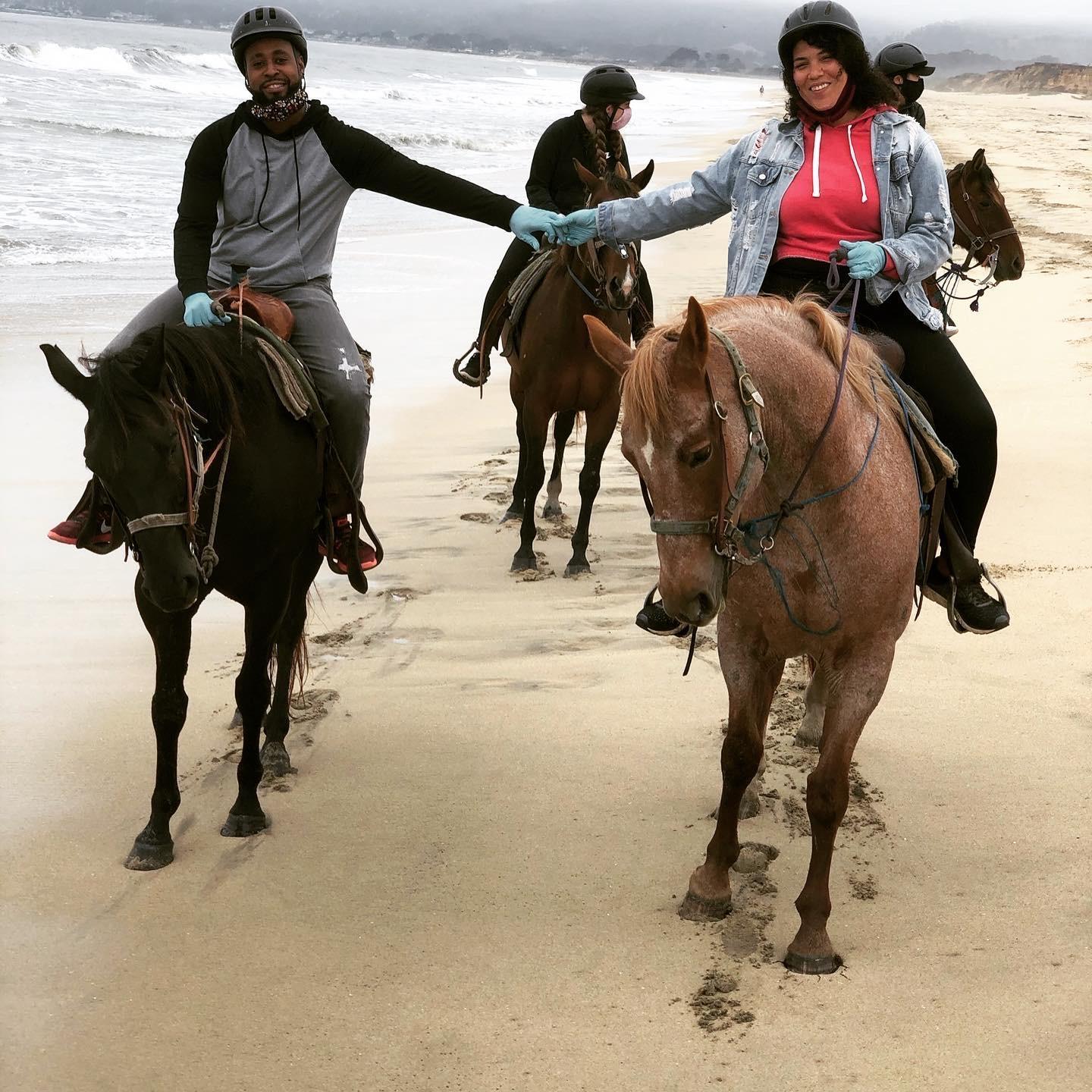We rode horses on the beach in Half Moon Bay, CA on Brooklin's Birthday trip.