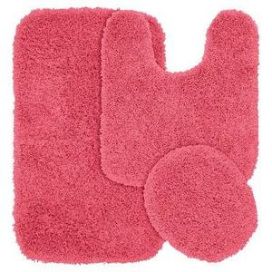 Garland Rug - Garland 3 Piece Jazz Shaggy Washable Nylon Bath Rug Set - Pink
