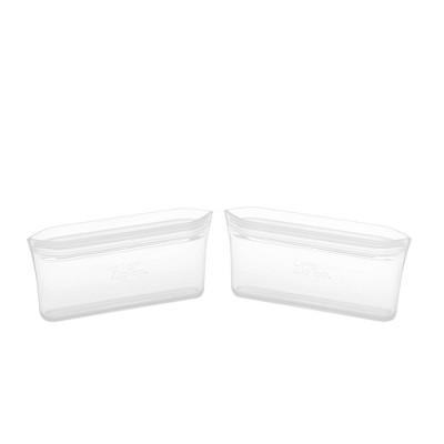 Zip Top Reusable 100% Platinum Silicone Container - Snack Bag Set of 2 - Clear