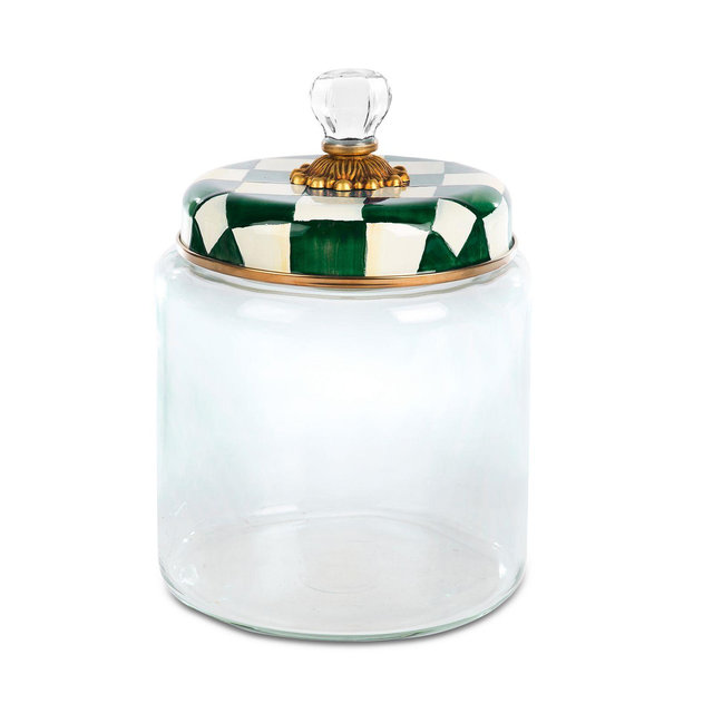 Mackenzie-Childs Emerald Check Large Kitchen Canister