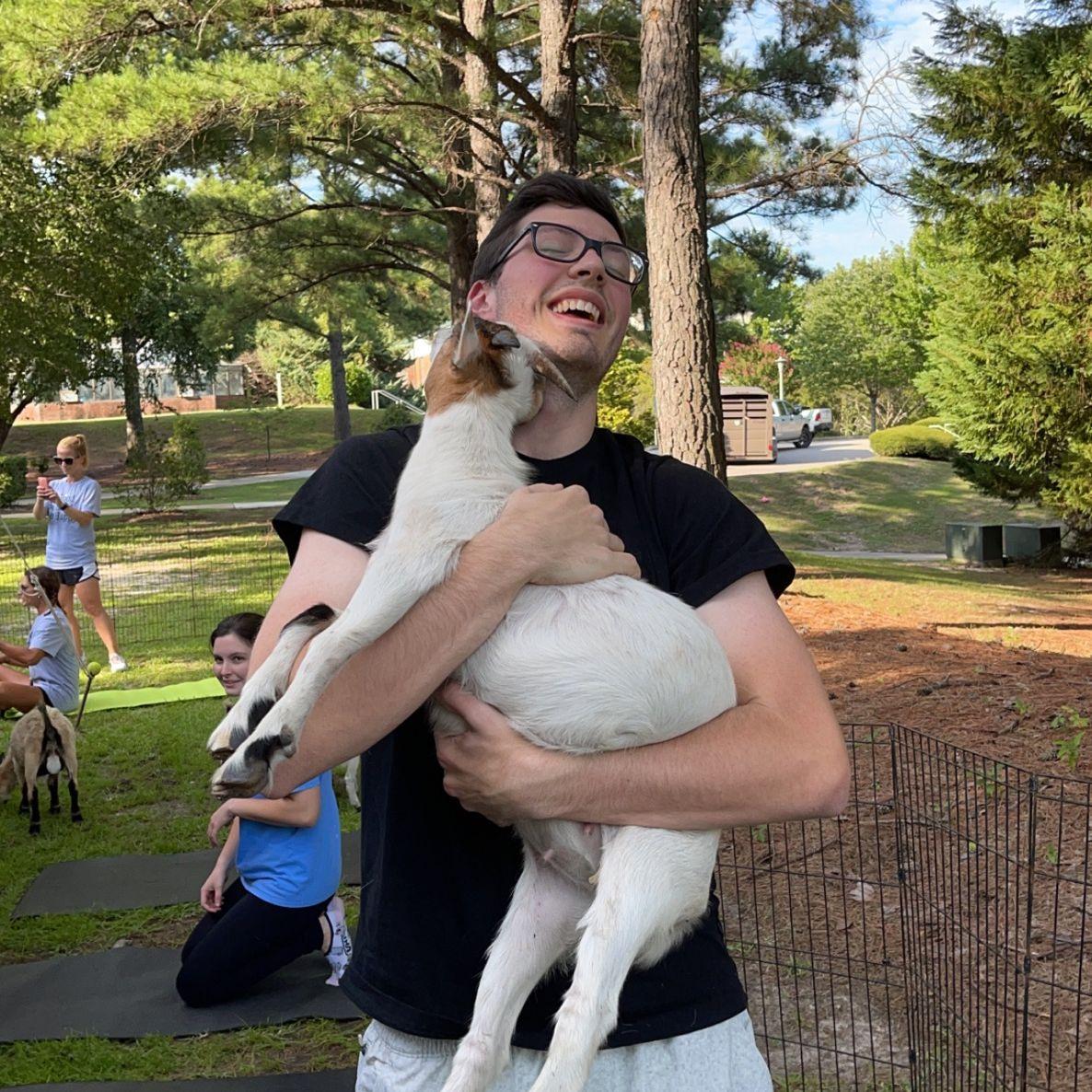Our first time with goat yoga!