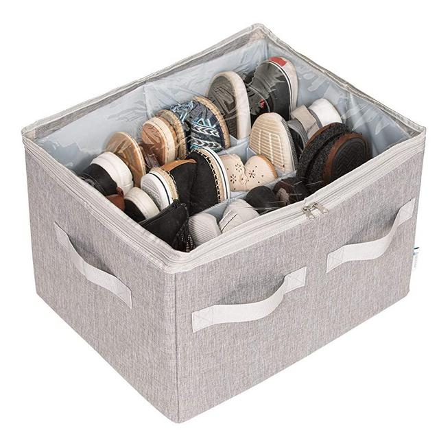 Moteph 16-Pair Shoe Organizer Closet Storage Solution with Clear Cover & Adjustable Dividers for Shoes, Handbags, Blankets, Linen, Clothing
