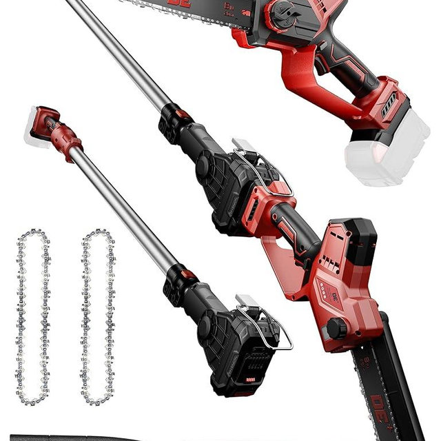 DeForce 2-in-1 Cordless Electric Pole Saw, for Milwaukee M18 18V Battery, Brushless 8" Mini Chainsaw for Tree Trimming, Battery Powered Pole Saw, 16 ft Max Reach, with Extension Pole(Bare Tool Only)