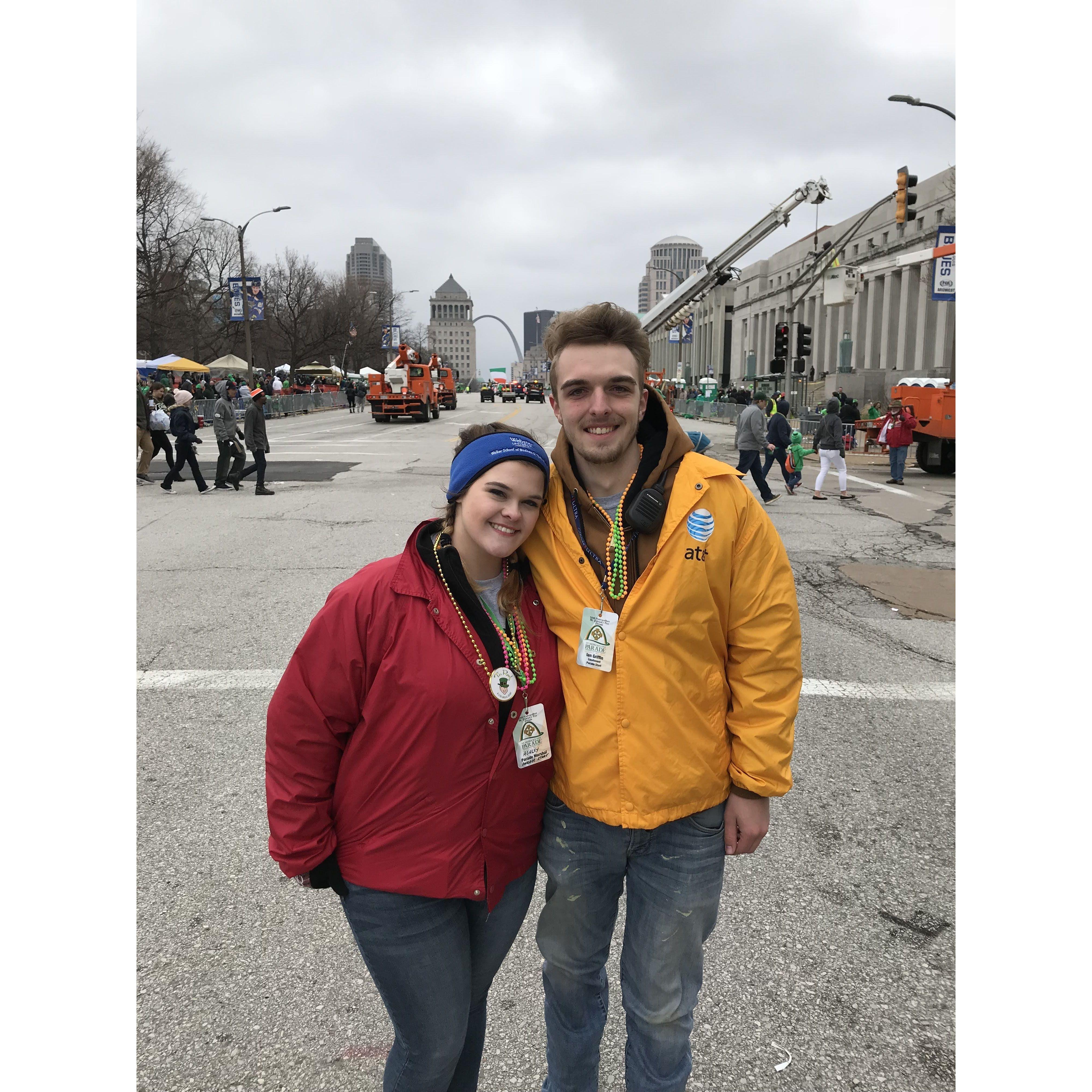 Our first St. Patricks Day parade we worked together