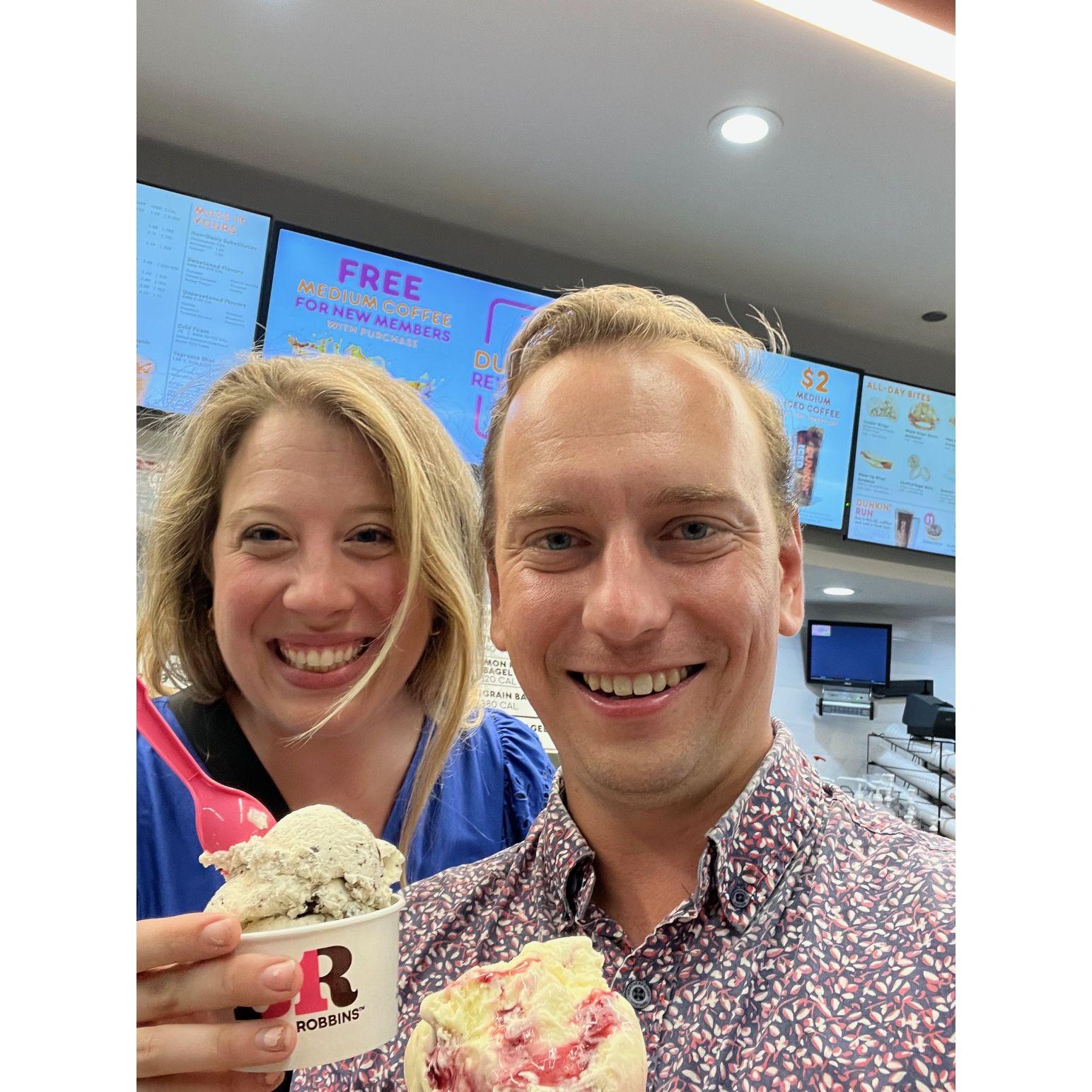 Ice cream on our first date! Before this, an intense mini golf match was played and we both tied!