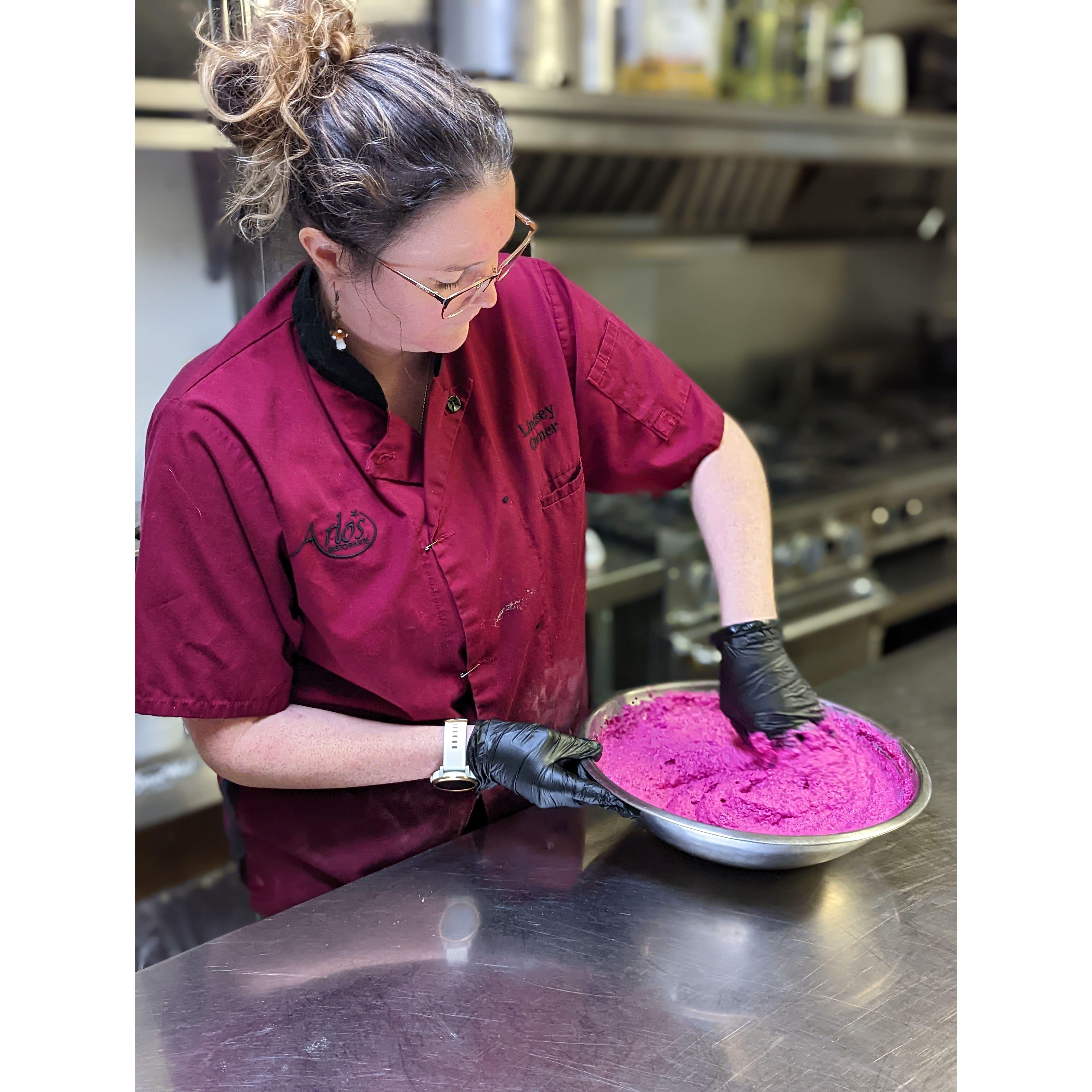 Making Beet Ravioli