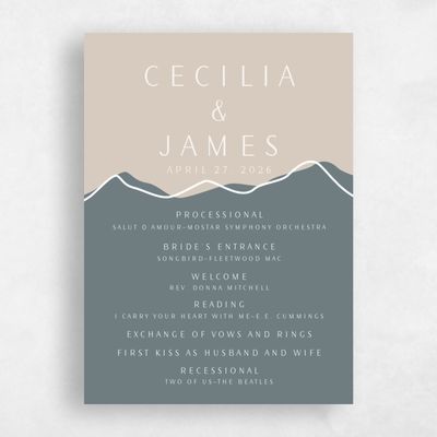 Steel Gray, Grey Wedding Program - Cedarcrest
