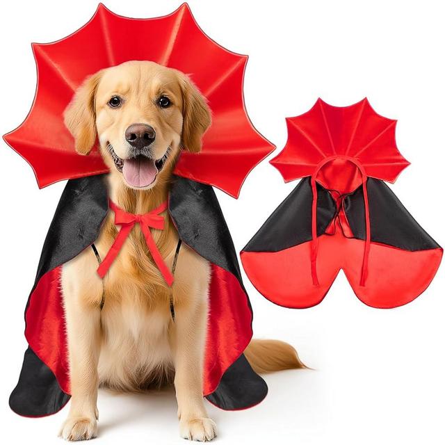 Dog Halloween Costumes, Halloween Vampire Cloak Cape Funny Cosplay Party Devil Clothes Dress Apparel Halloween Pet Costumes Adjustable for Small Medium Larger Dogs Cats Pets