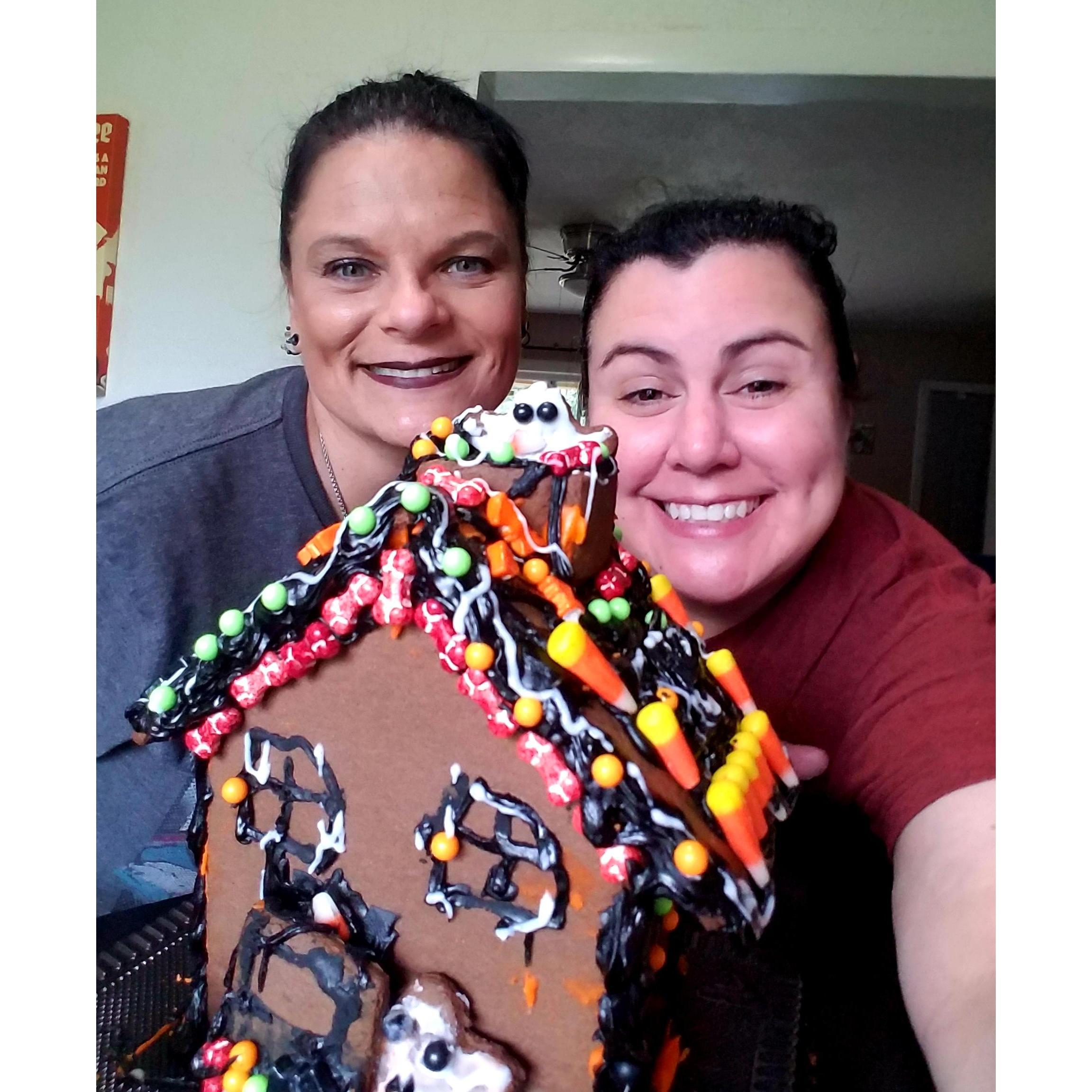 Halloween gingerbread house. We are thinking of quitting our day jobs and becoming professionals.