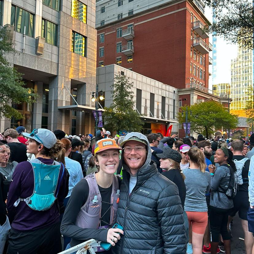 Michael supporting Grace at the Charlotte Marathon