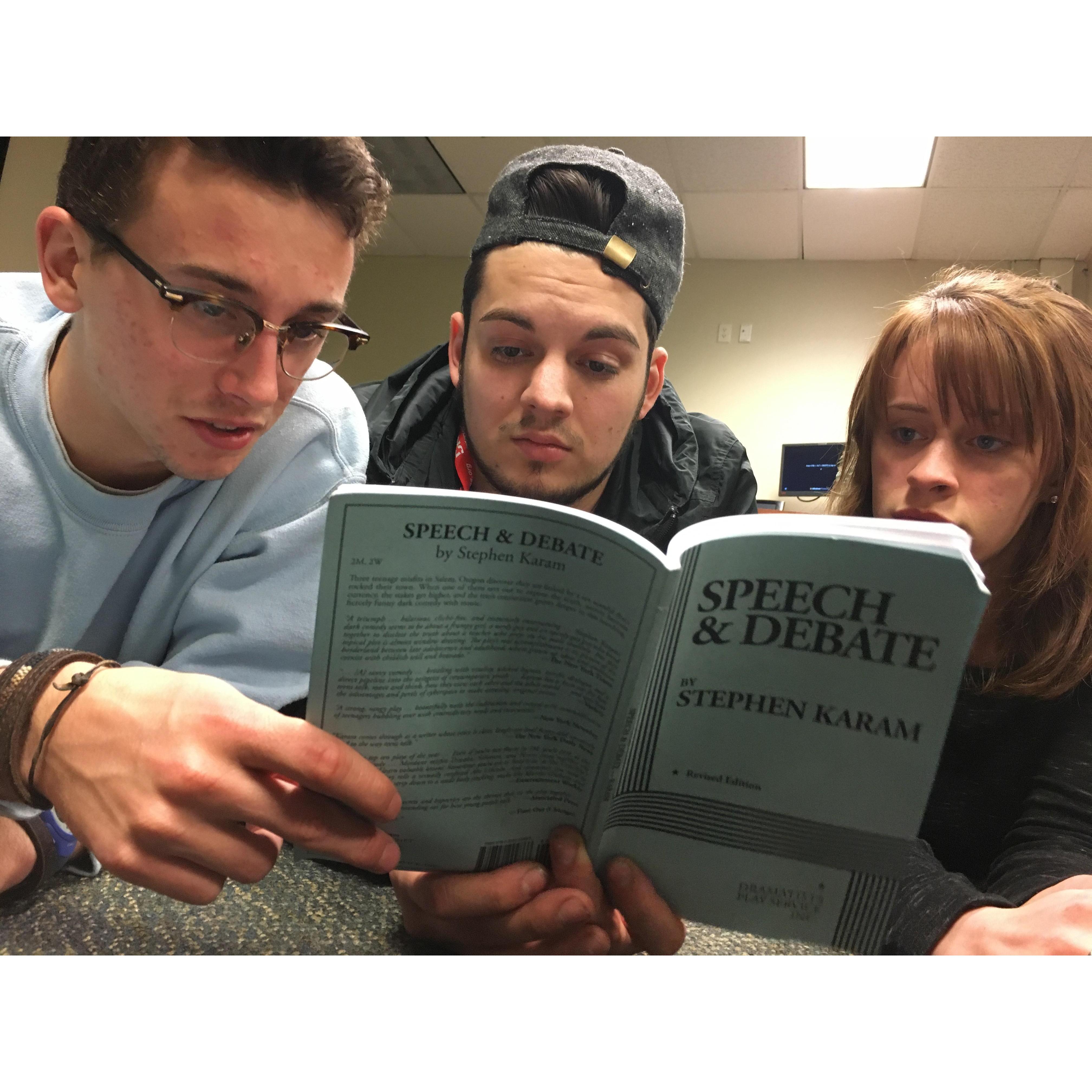This was during our trip to KCACTF -- we competed in a theatre competition (Alli was directing again), and Chandler was acting. Also featured here are our friends Sam and Grace.