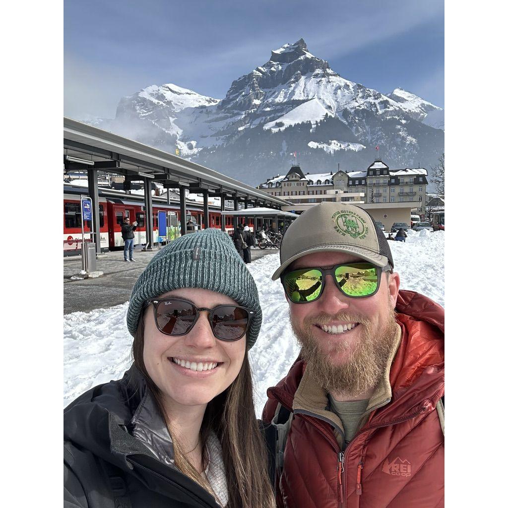 Just off the train in Switzerland