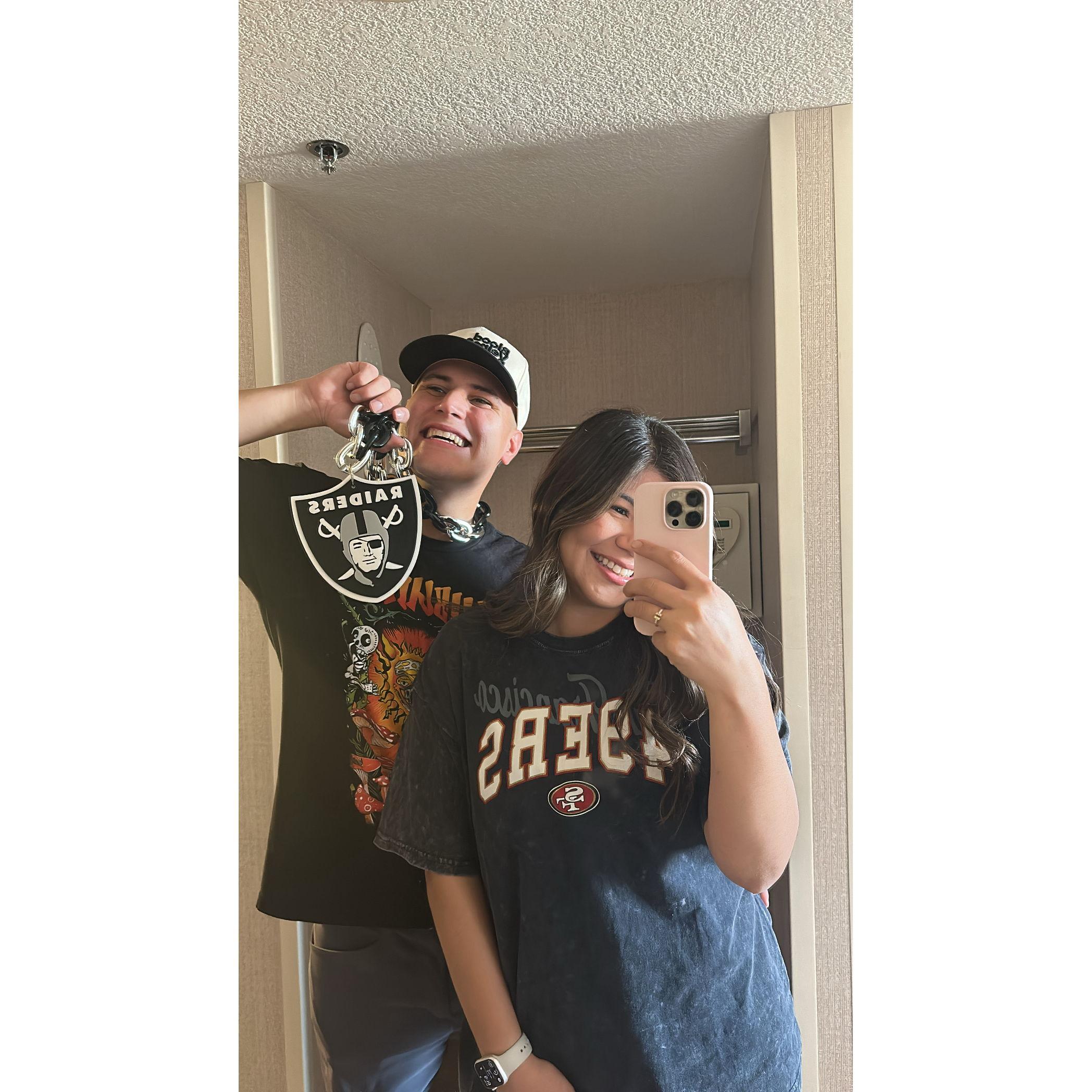 49ers vs Raiders game... couldn't quite pull him over to the best football team on the West Coast.