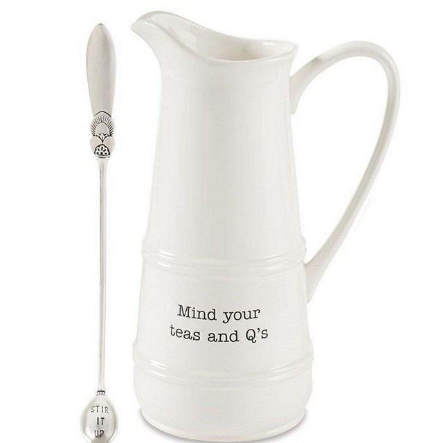 Mud Pie Teas & Q's Pitcher Set