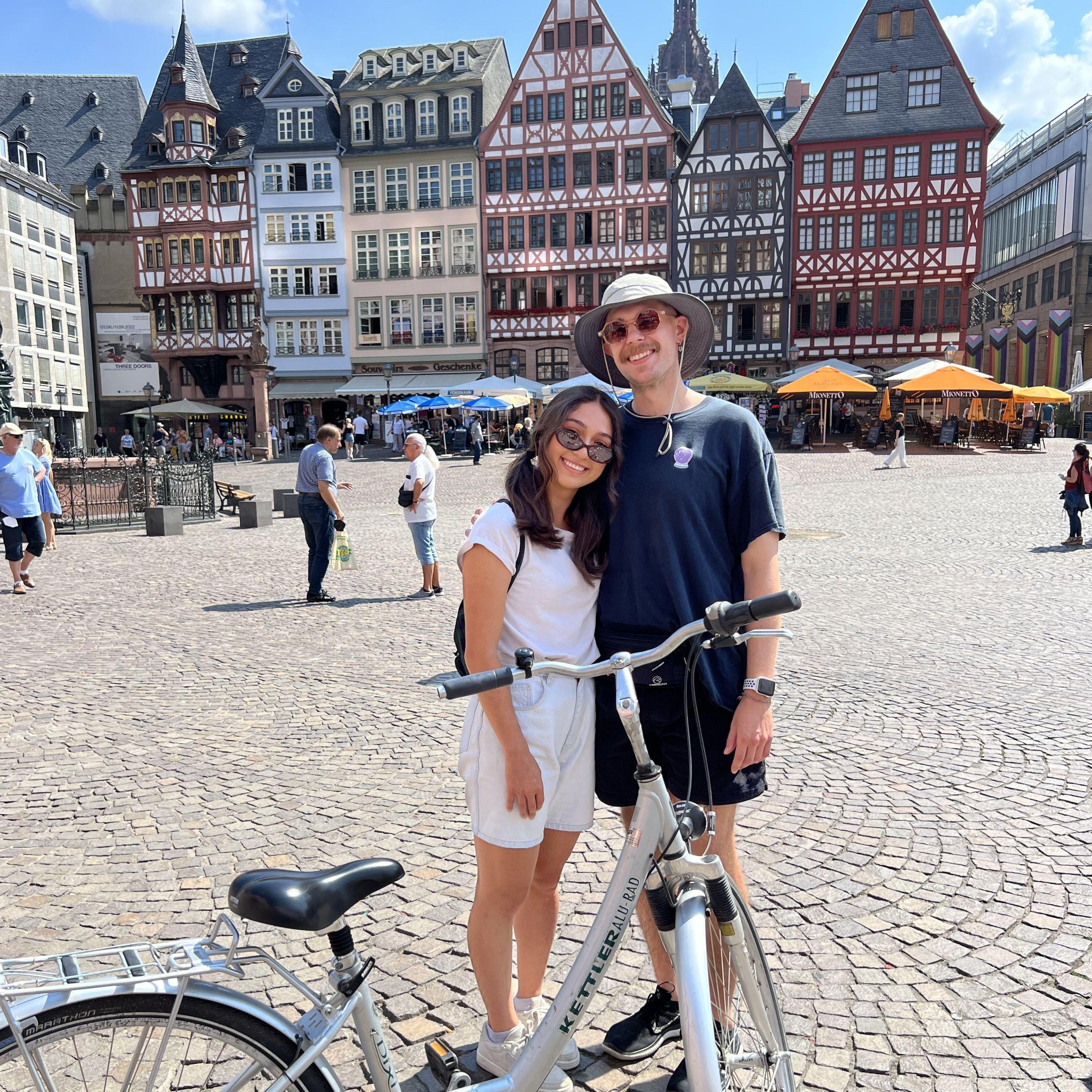 Us on a bike tour around Frankfurt, Germany.