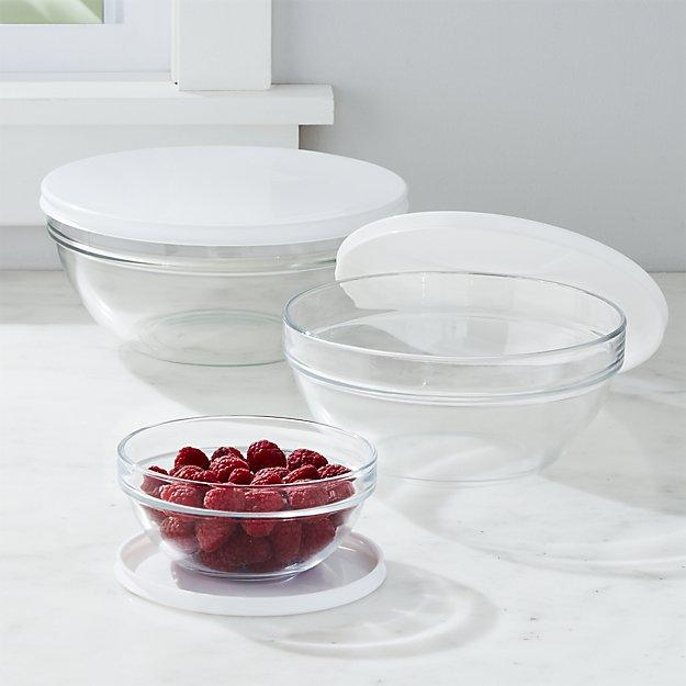 Lidded Glass Bowls, Set of 3