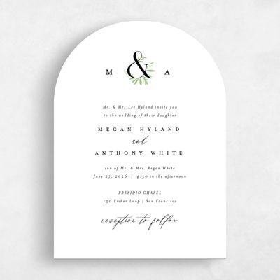 White Greenery Wedding Invitation - Jackson Classic