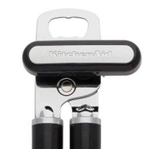 KitchenAid Classic Multifunction Can Opener and Bottle Opener Easy to Use, Razor Sharp Stainless Steel Cutting Wheel, Soft Ergonomic Handles, Black