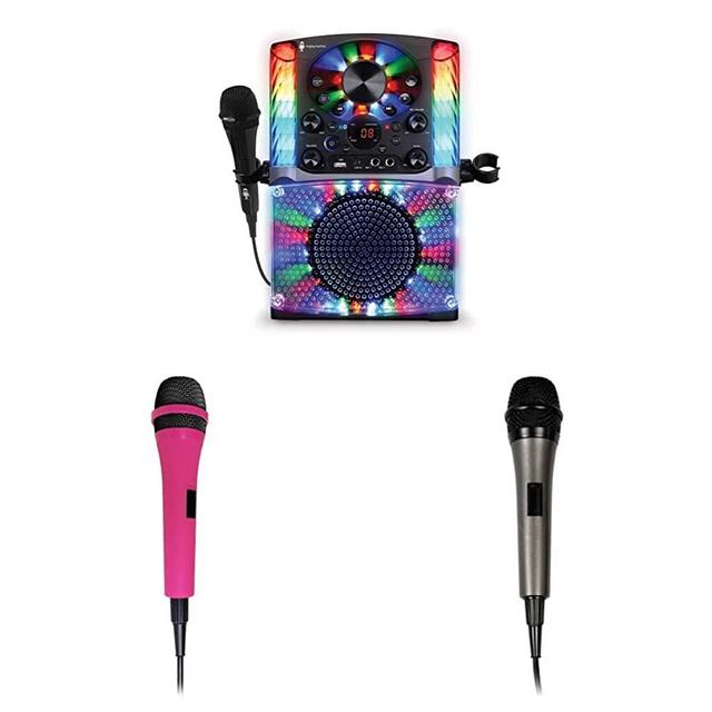 Singing Machine SML625BTBKD Karaoke Machine, Black & SMM-205P Unidirectional Dynamic Karaoke Microphone, Pink, One Size & SMM-205 Unidirectional Dynamic Karaoke Microphone, Black