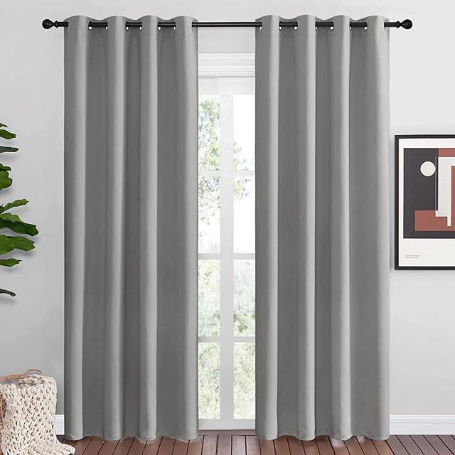 NICETOWN Silver Grey Room Darkening Curtain Panels 86" Long for RV, Play Room, Studio, Heat Block Out and Keep Warm Drapes Window Treatment Drapes for Doorway Entryway Patio (55" Width, 2 Panels)