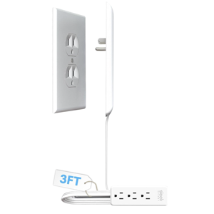 Sleek Socket Original & Patented Flat Ultra-Thin Outlet Concealer with Extension Cord Kit, Multi Outlets Power Strip, Ideal for Home Improvement, Hide Bulky and Messy Cords, 3ft