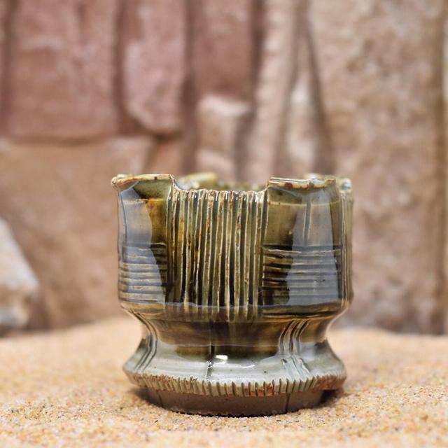 Unique Ceramic Espresso cup, Green, Neo Ancient, Handmade, Wheel-thrown, Natural, Patterns, Espresso cup, Food safe, Unique gift