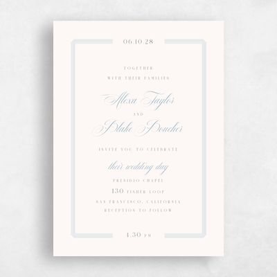 Dusty Blue Wedding Invitation - Felicity Portrait