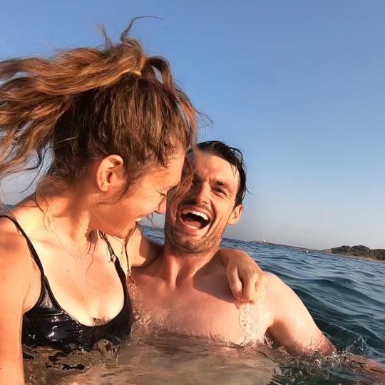 A rare photo of us doing something other than biking on vacation.