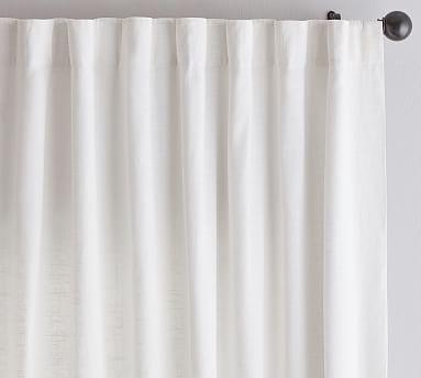 Emery Linen/Cotton Pole-Pocket Curtain - White  50'' by 96''