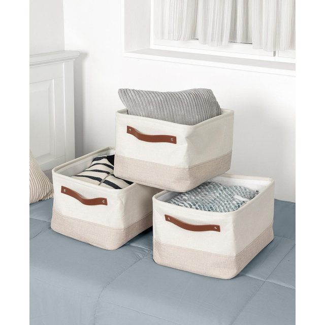 Honey Can Do 3-Pack Decorative Canvas Storage Bins with Handles