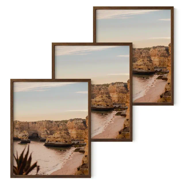Haus and Hues Set of 3 Picture Frame with Plexiglass Cover, Walnut Oak, 8x10