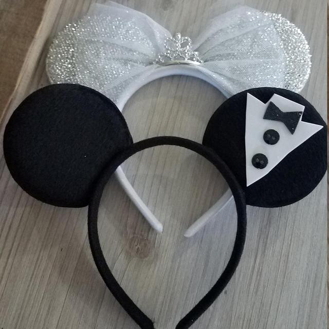 Bride and Groom Mickey and Minnie Ears Set