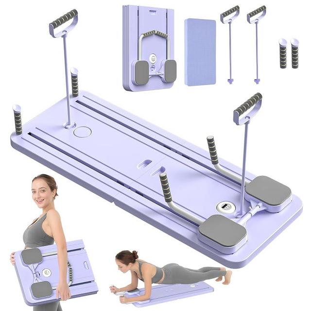JANUA Pilates Board - 2024 Pilates Reformer Set, Multi-Purpose Foldable Pilates Reformer Board for Home, 5 in 1 Pilates Sliding Board (Purple)