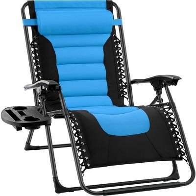 Best Choice Products Oversized Padded Zero Gravity Chair, Folding Outdoor Patio Recliner w/ Headrest, Side Tray