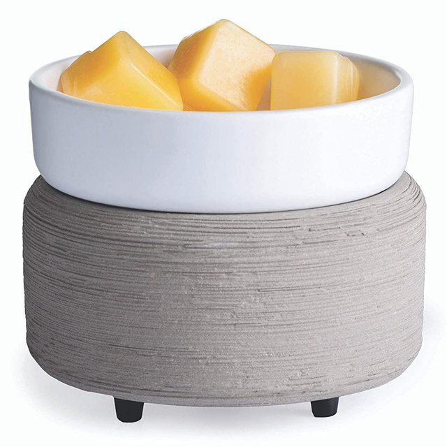 CANDLE WARMERS ETC 2-in-1 Candle and Fragrance Warmer for Warming Scented Candles or Wax Melts and Tarts with to Freshen Room, Gray Texture