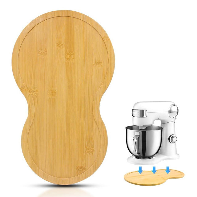 Bamboo Mixer Slider for Cuisinart Stand Mixer 5.5 Quart Mixing Bowl, mixer attachments sliding board for Cuisinart SM-50BC, Kitchen Countertop Storage mixer accessories Appliance Moving Tray Mat