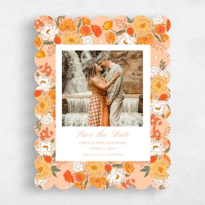 Orange Scalloped Wedding Save the Date - Colombe Photo
