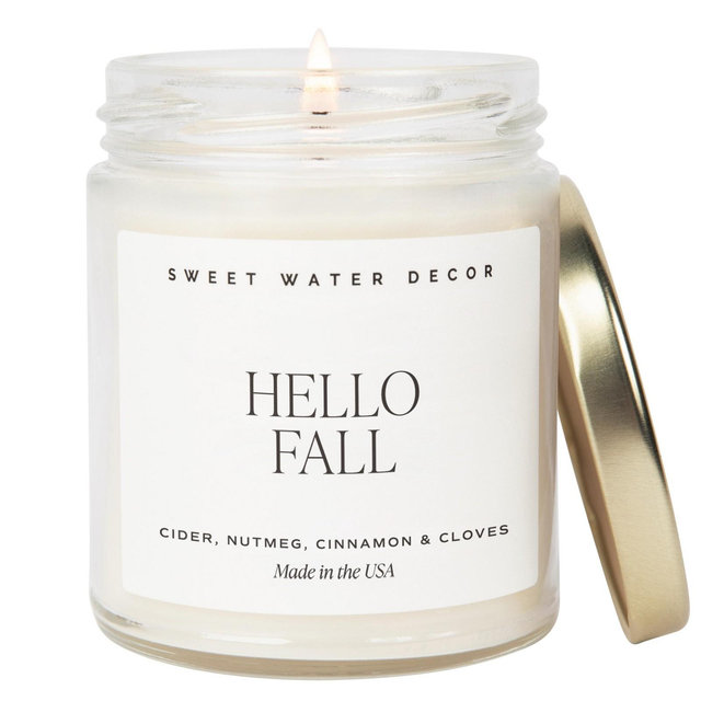 Sweet Water Decor Hello Fall 9oz Clear Jar Soy Candle