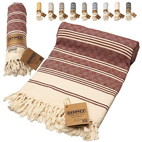 DEMMEX Certified 100% Organic Cotton & Organic Dye Prewashed XL Diamond Weave Turkish Cotton Towel Peshtemal Blanket for Bath,Beach,Pool,SPA,Gym, 71x36 Inches (Bordeaux)