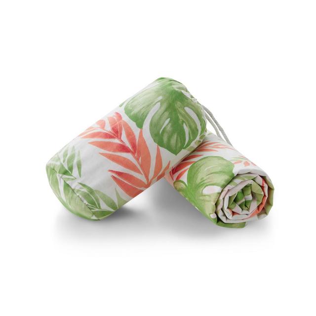 Palm Toss Printed Beach Sheet with Fabric Bag - Mudd
