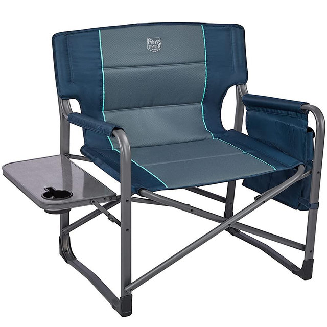 TIMBER RIDGE XXL Upgraded Oversized Directors Chairs with Foldable Side Table, Detachable Side Pocket, Heavy Duty Folding Camping Chair up to 600 Lbs Weight Capacity (Brown) Ideal Gift