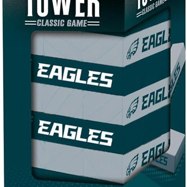 MasterPieces Game Day - NFL Philadelphia Eagles - Officially Licensed Tumble Tower, Real Wood Blocks