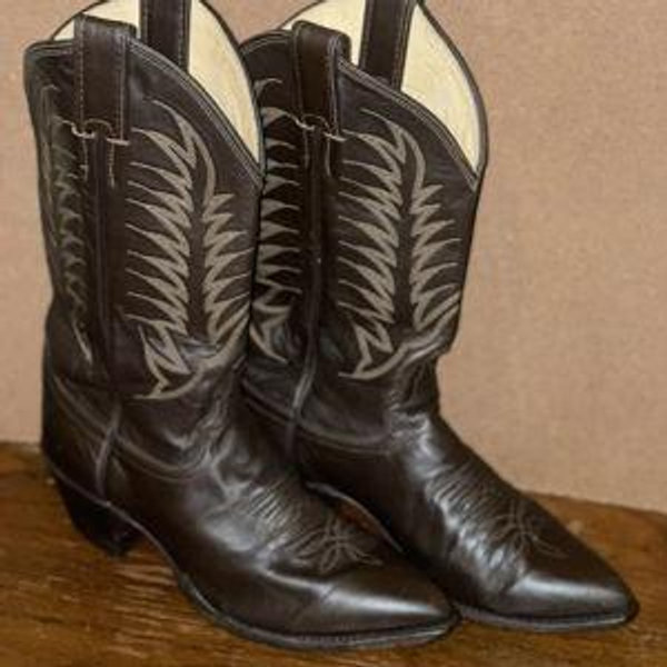 Vintage Brown Leather Cowboy Boots