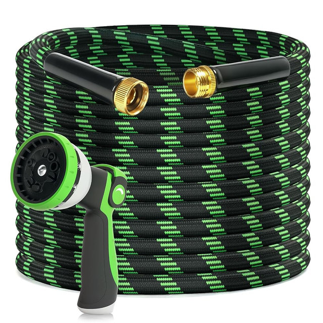 Garden Hose 100ft Flexible Non-Expandable Water Hose Ultra Lightweight Kink-Free Leak-Proof Durable & Abrasion-Resistant with 3/4" Brass Fittings for Patio Yard RV and Outdoor Use