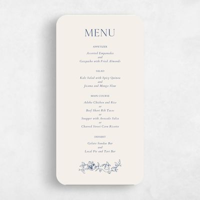 Blue Rounded Wedding Menu - Plumeria