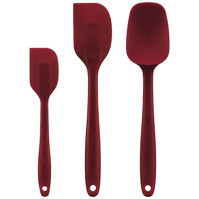 Cooptop Silicone Spatula Set - Rubber Spatula - Heat Resistant Baking Spoon & Spatulas (Wine Red)