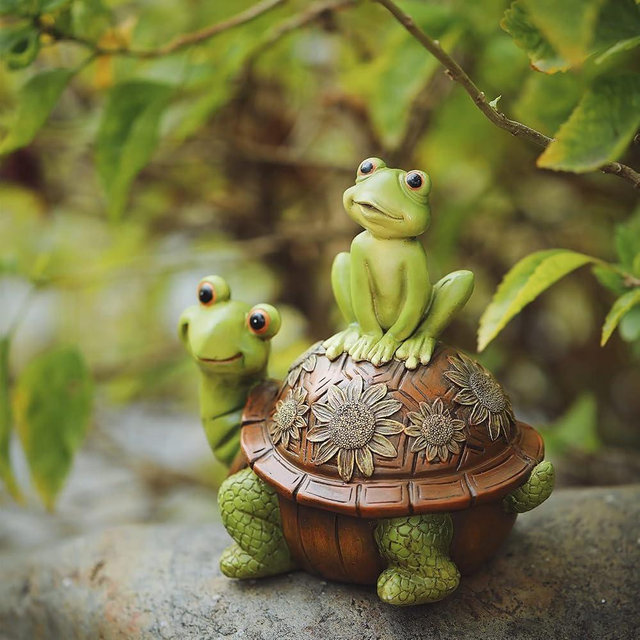 Cmrweio Frog Garden Statues Outdoor Decor, Resin Turtle Frogs Garden Animal Statue Waterproof, Outside Frog Figurines for Yard Patio Lawn Decorations Gardening Gifts for Women