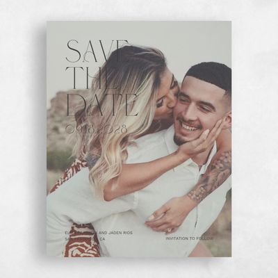 Dark Charcoal, Black Wedding Save the Date - Garnet Photo